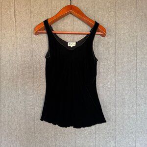 Vintage Biya Johnny Was Black Silk Velvet Bias Cut Loose Fit Camisole Top Size S